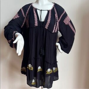 Free People Black Tunic with Pink Accents
